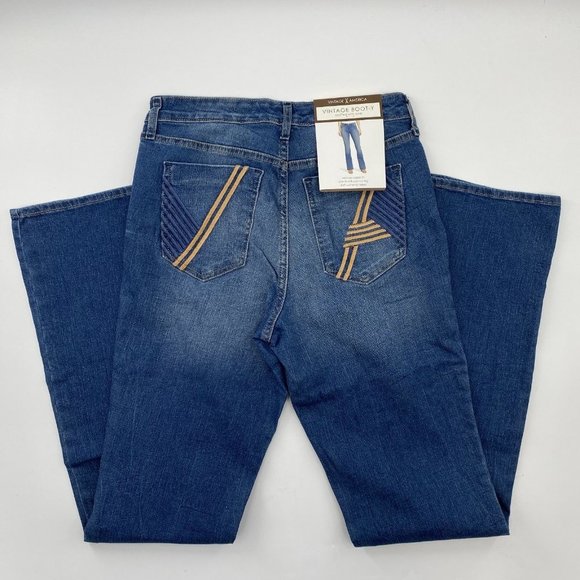 Vintage America Women's Jeans Boot-y Boot Cut Mid-Rise Slim Medium Wash sz 16 - Picture 1 of 6